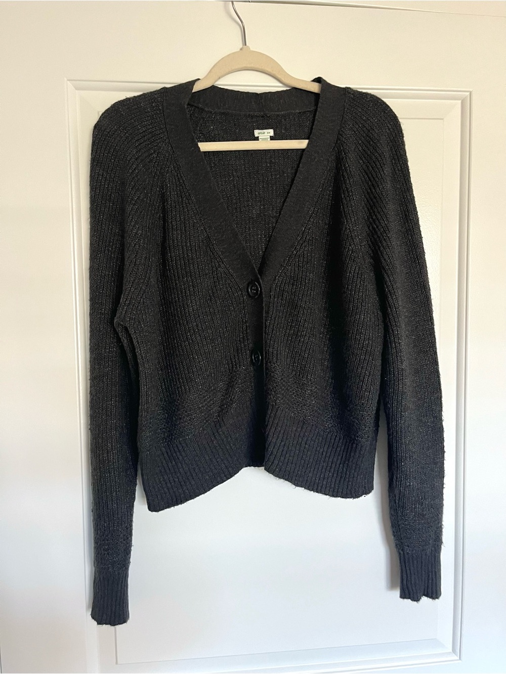 American Eagle Charcoal V-Neck Button Front Sweater Cardigan